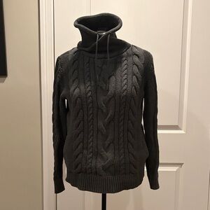 L.L. Bean Dark Gray Cable Knit Turtleneck Sweater